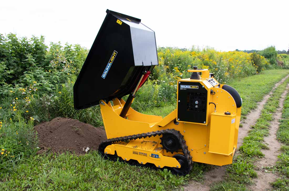 mini dumper with bucket safety lock