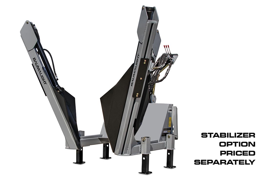 Adjustable stabilizers on tree spade